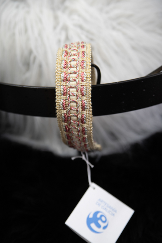 Diadema Medieval de Pasamanería Rosa y Beige